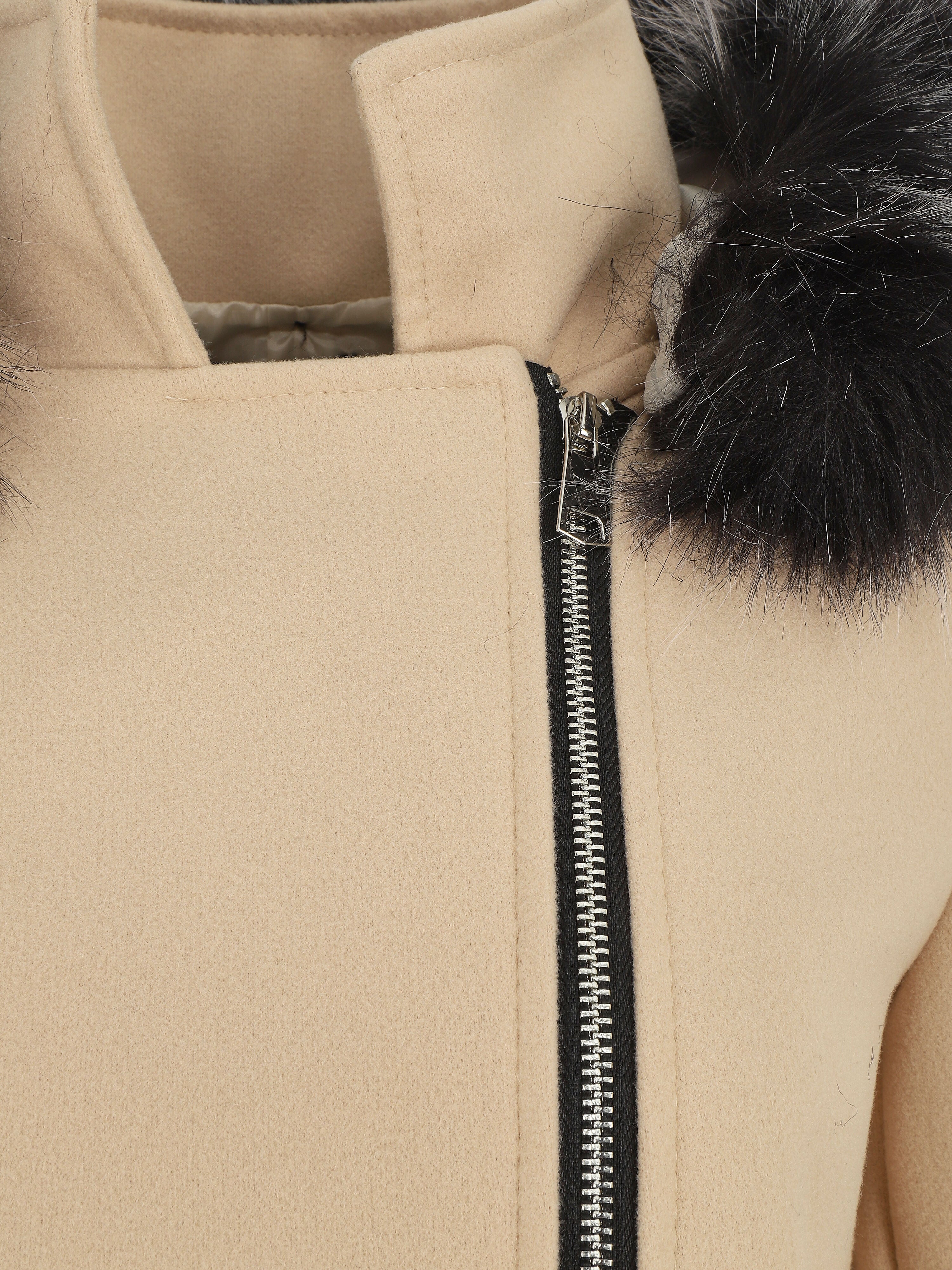 Manteau droit à capuche amovible - Beige clair - 3