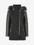 Manteau à capuche et à manches en simili - Noir - 1