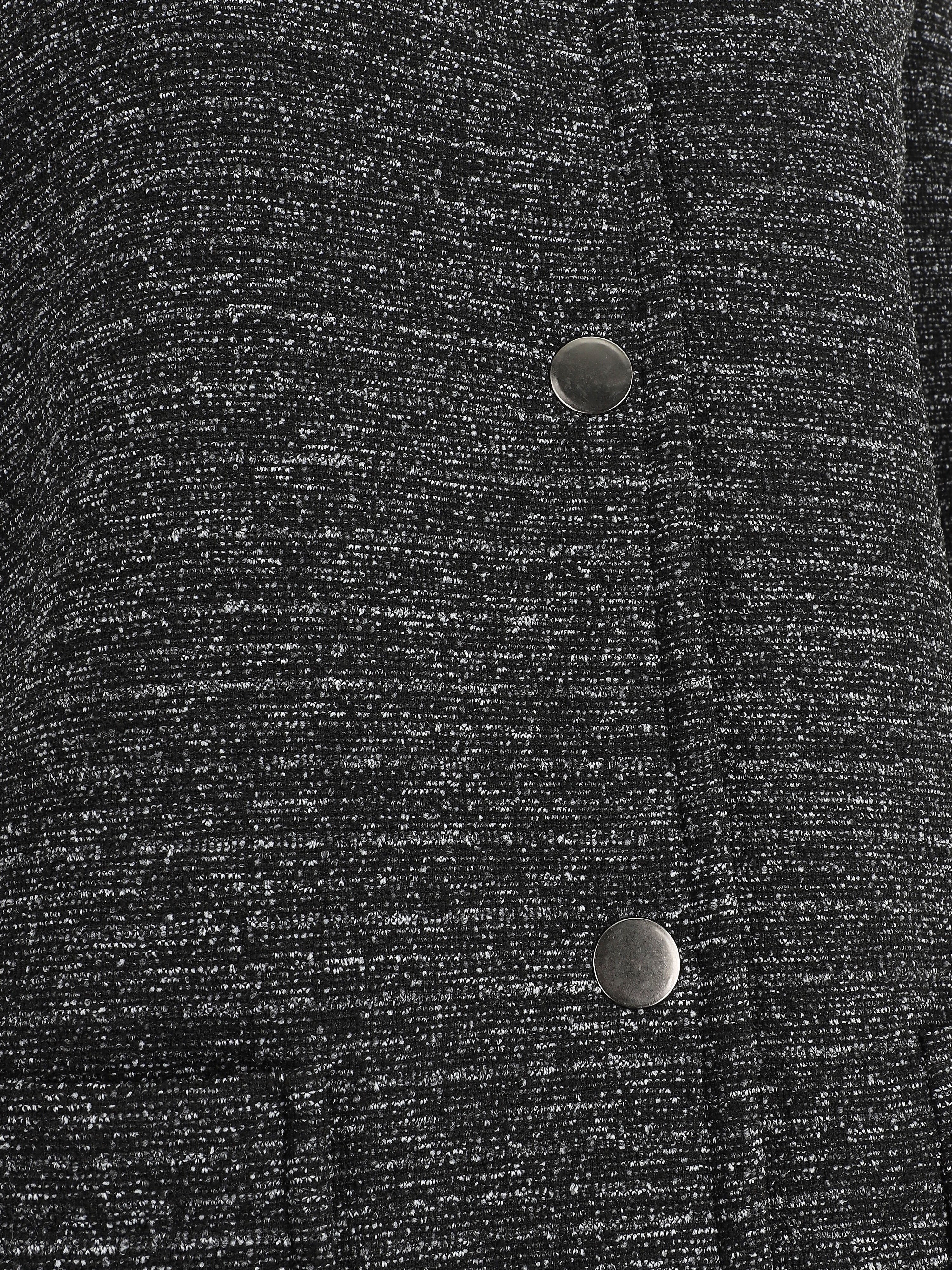 Manteau mi-long chiné à capuche - Noir - 3