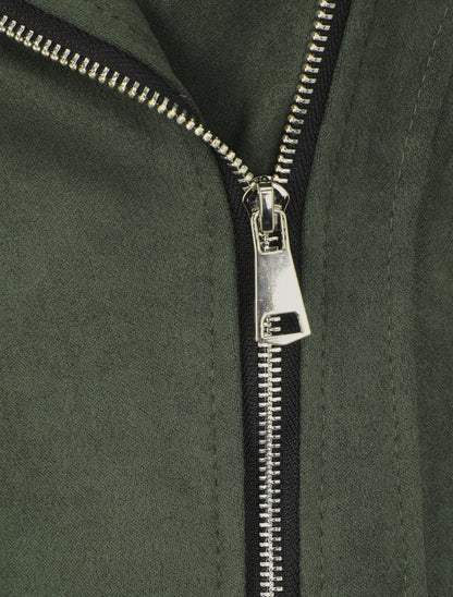 Veste style perfecto en suédine - Vert - 3