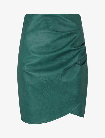 Jupe en simili effet grainé - Vert sapin - 1