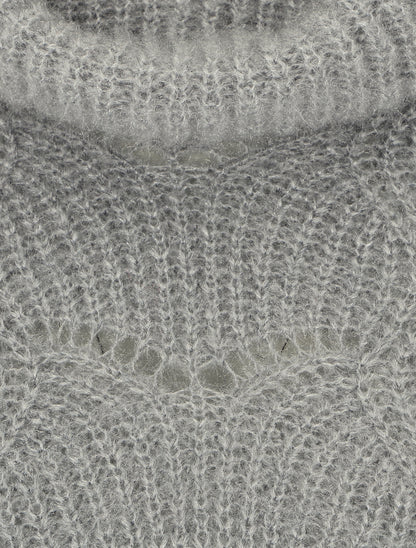 Pull duveteux à col roulé - Gris - 3
