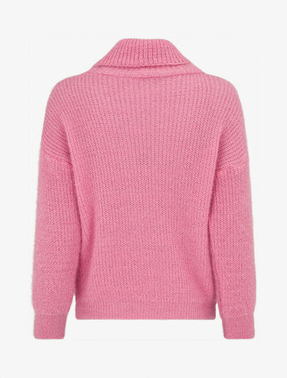 Pull duveteux à col roulé - Rose - 2