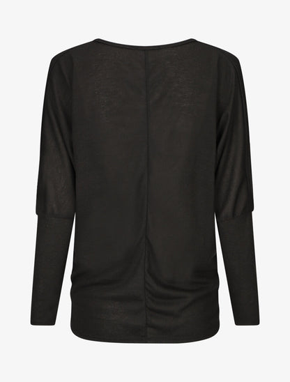 Pull ample à imprimé plumes irisées - Noir - 2