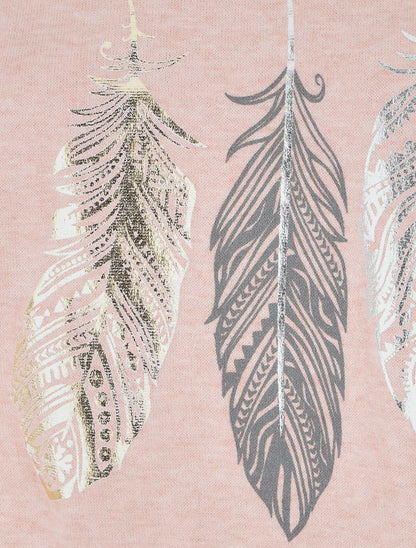 Pull ample à imprimé plumes irisées - Rose - 3