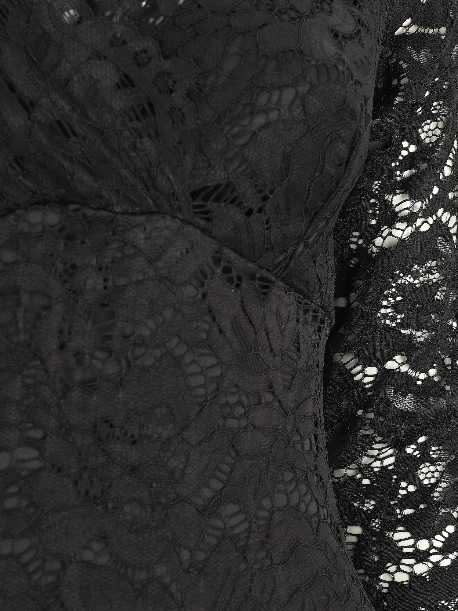 Robe moulante en dentelle - Noir - 3