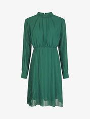 Robe longue à jupe et manches plissées - Vert sapin - 1