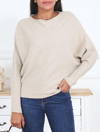 Pull loose à col rond - Beige - 3