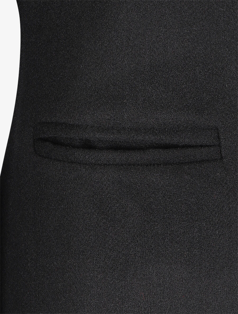 Manteau mi-long uni en laine mélangée - Noir - 3
