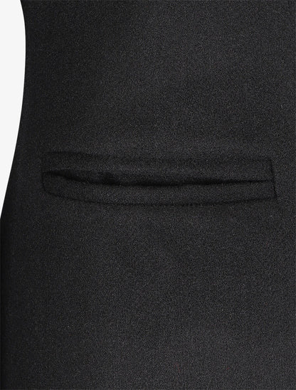 Manteau mi-long uni en laine mélangée - Noir - 3