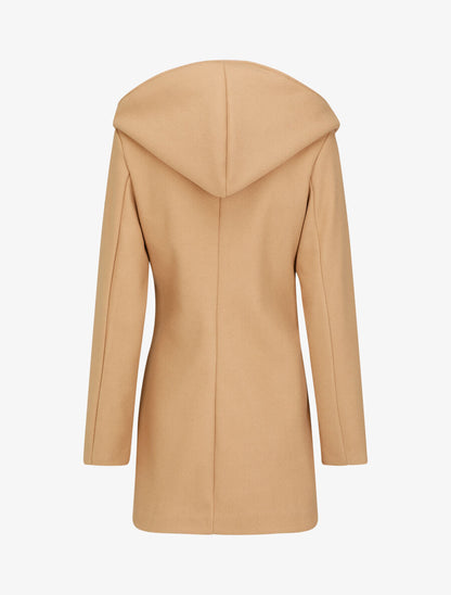 Manteau mi-long zippé à capuche - Camel - 2