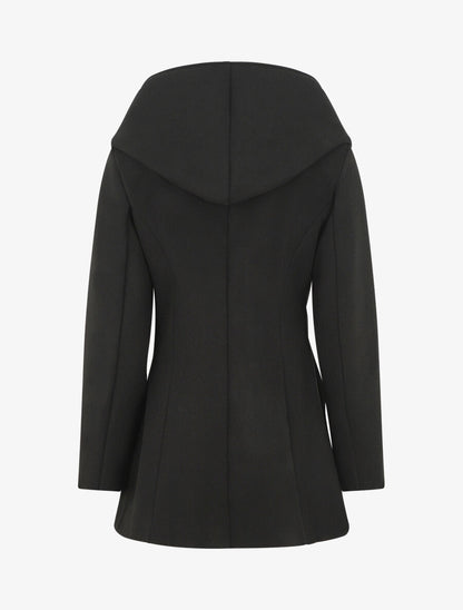 Manteau mi-long à capuche et zip - Noir - 2