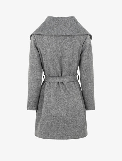 Manteau à col châle - Gris chiné - 2