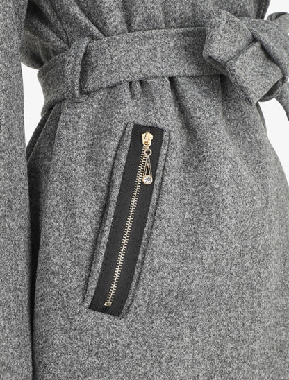 Manteau à col châle - Gris chiné - 3