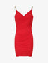 Robe drapée à bretelles en chaînes - Rouge - 4