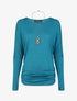 Pull fin uni froncé - Bleu canard - 1