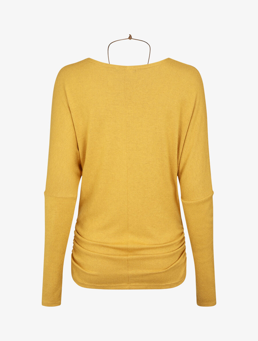 Pull fin uni froncé - Moutarde - 2