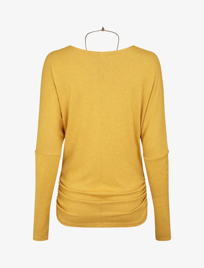 Pull fin uni froncé - Moutarde - 2