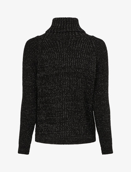 Pull irisé droit à col roulé - Noir - 2