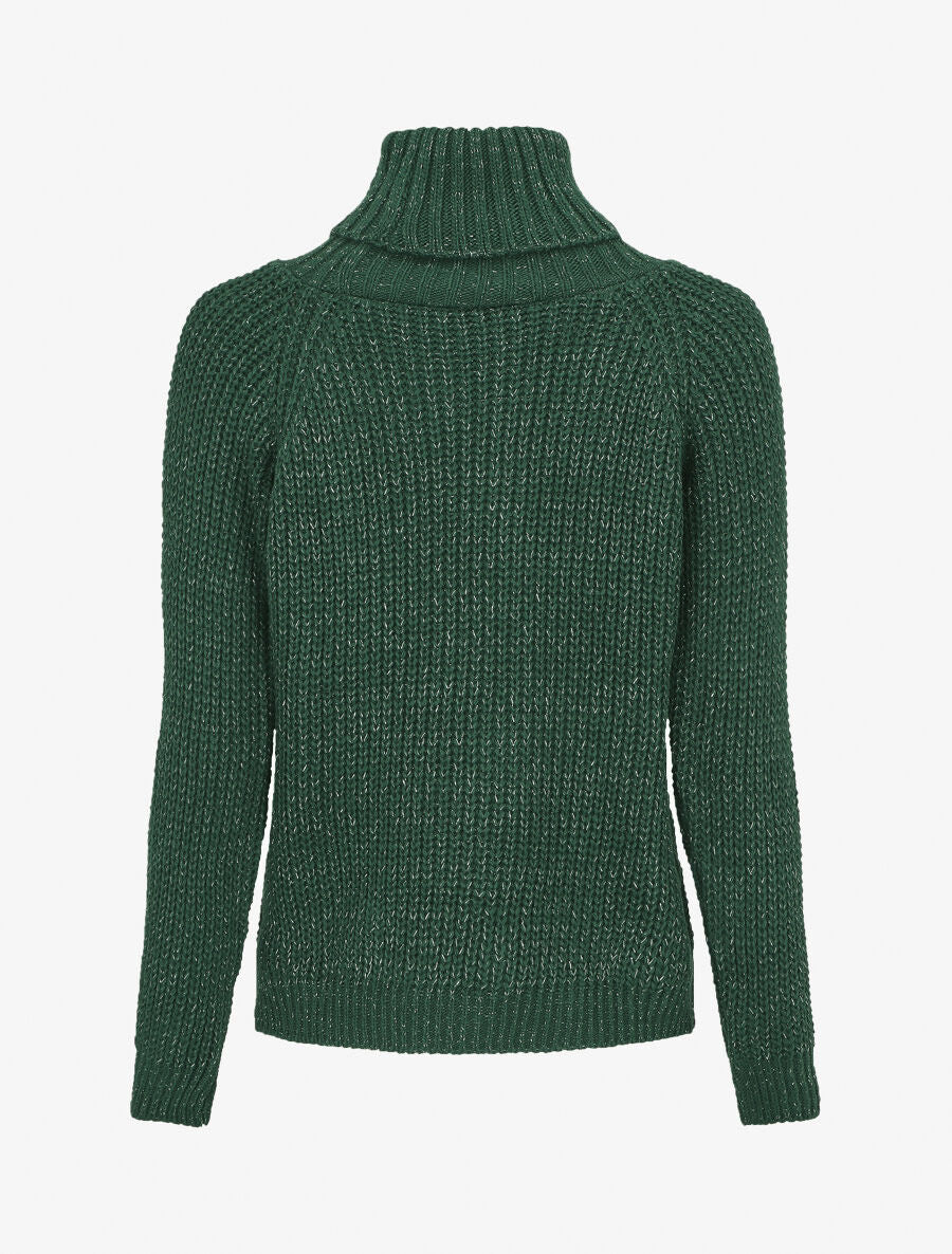 Pull irisé droit à col roulé - Vert sapin - 2