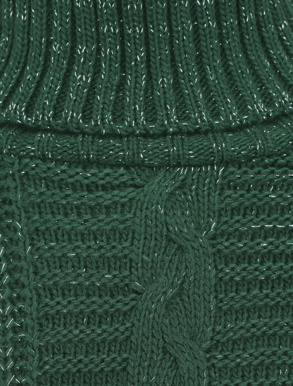 Pull irisé droit à col roulé - Vert sapin - 3