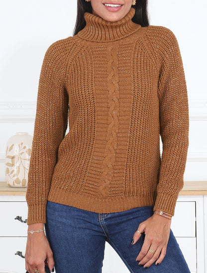 Pull irisé droit à col roulé - Camel - 4
