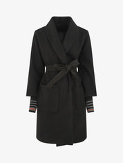 Manteau à poignets empiécés - Noir - 1