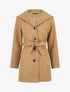 Manteau long à capuche uni - Camel - 5