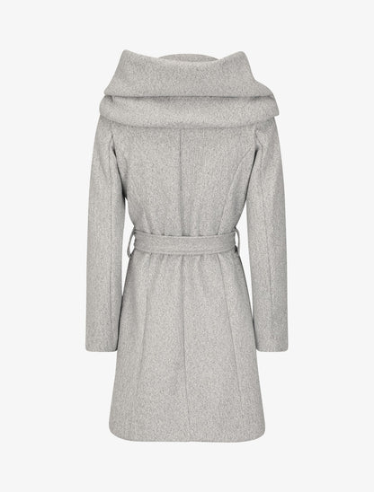 Manteau mi-long ceinturé à capuche - Gris - 2