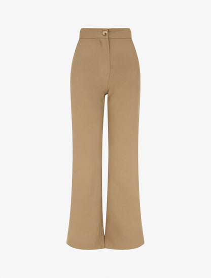 Pantalon classique à taille élastiquée - Beige - 1