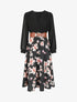 Robe longue à fleurs et col cache-coeur - Noir - 1