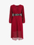 Robe longue à buste plissé - Bordeaux - 1