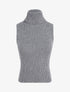 Pull ajusté sans manches à col roulé - Gris - 1