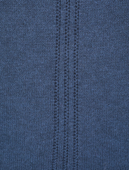 Pull fin uni à col montant - Bleu - 3