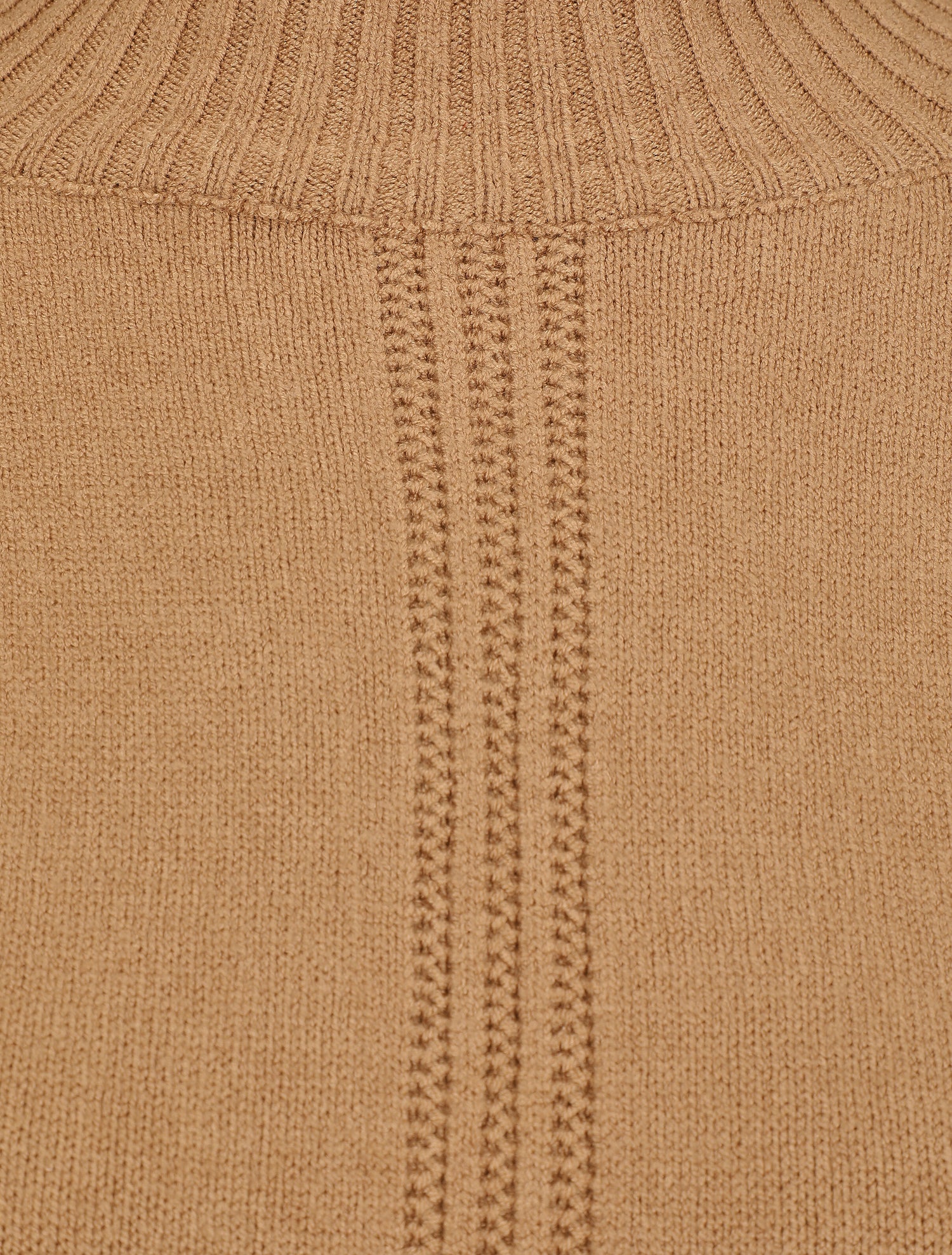 Pull fin uni à col montant - Camel - 3