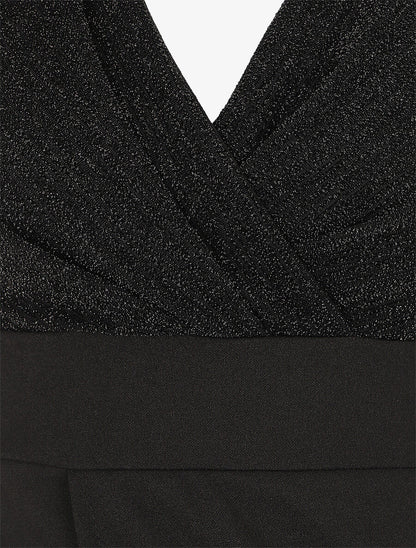 Robe style portefeuille à paillettes - Noir - 3