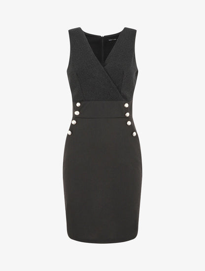 Robe fourreau à paillettes - Noir - 4