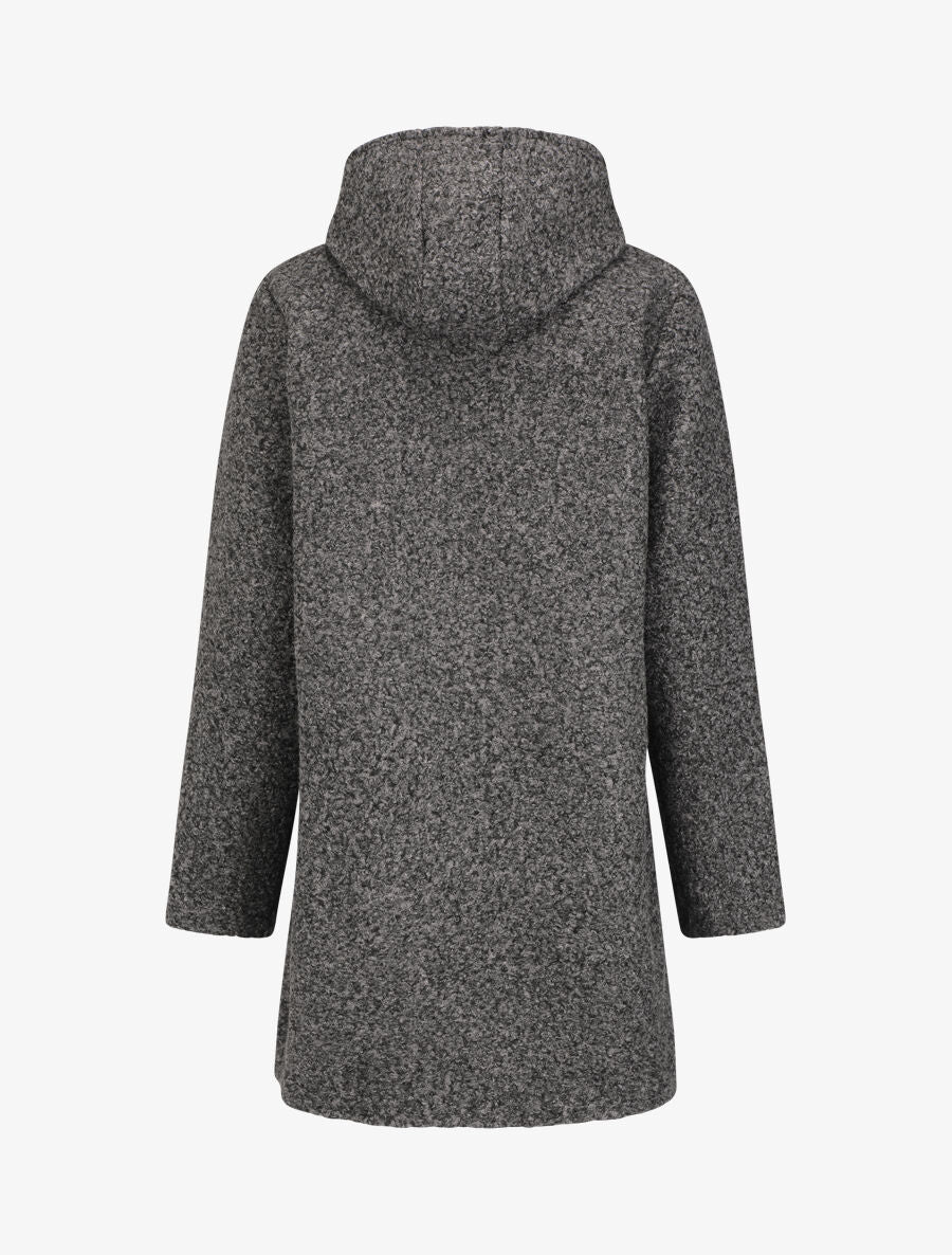 Manteau mi-long bouclé à capuche - Gris foncé - 2