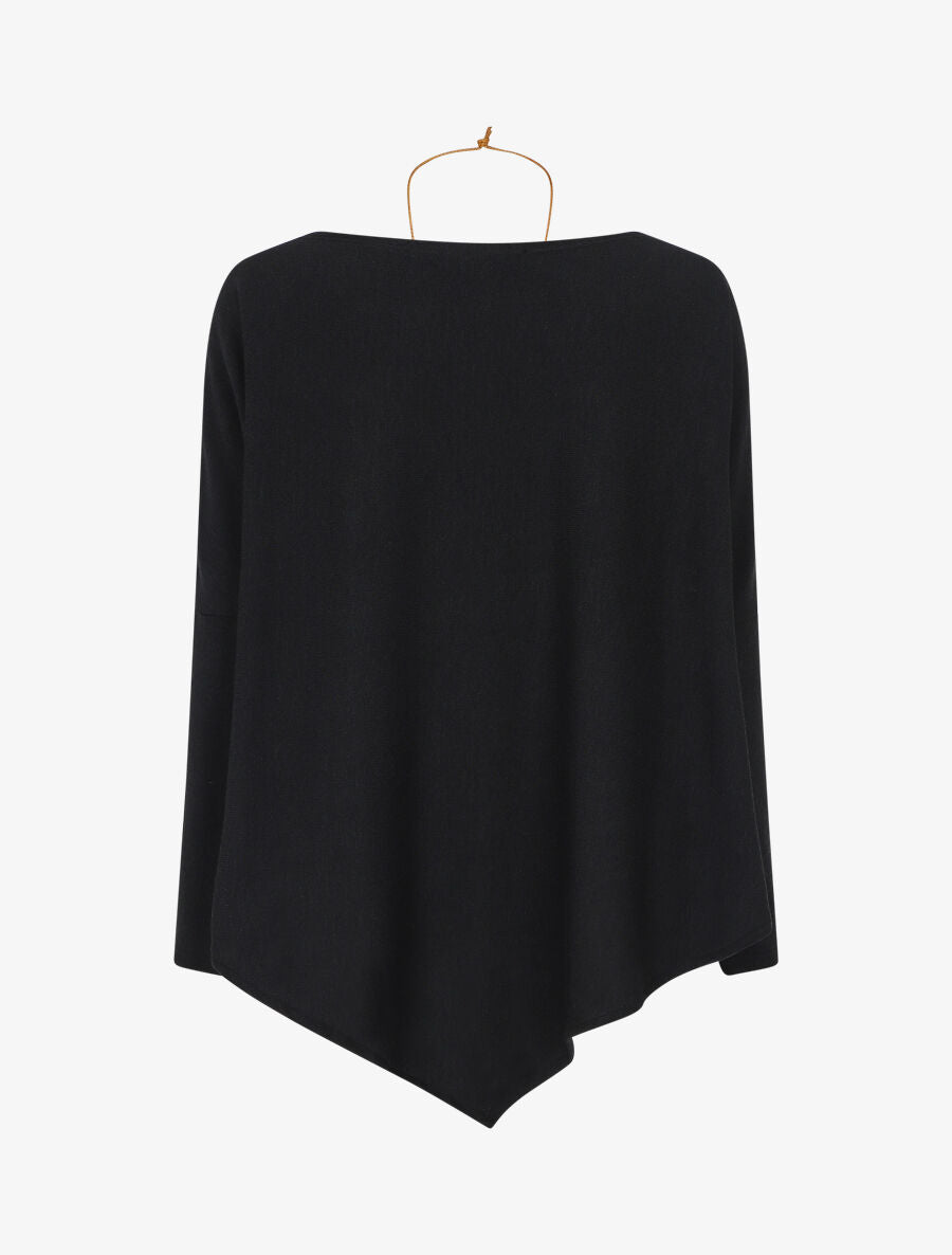 Pull ample uni en V - Noir - 2