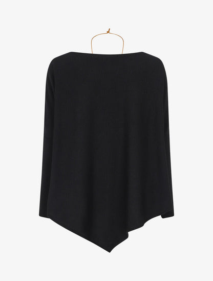 Pull ample uni en V - Noir - 2