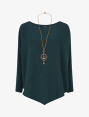 Pull ample uni en V - Bleu canard - 1
