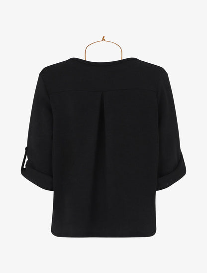 Pull ample uni col V - Noir - 2