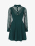 Robe droite à manches en dentelle et sequins - Vert sapin - 1