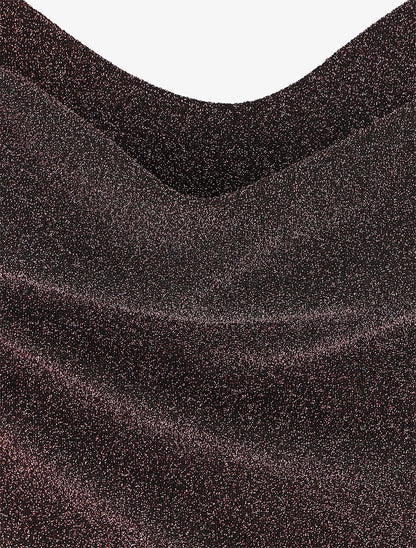 Robe moulante pailletée à col bénitier - Rose - 3