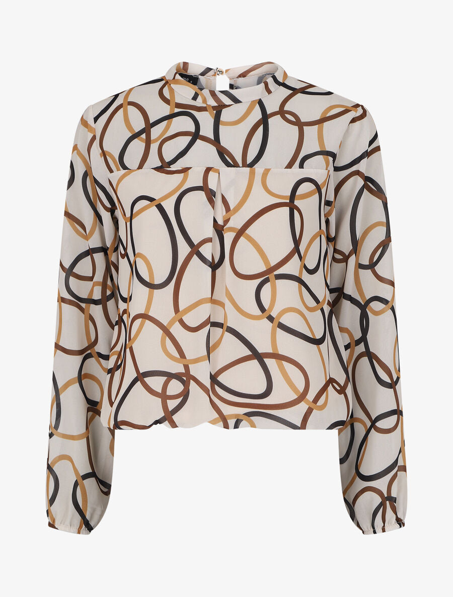 Top manches longues imprimé graphique - Beige - 5