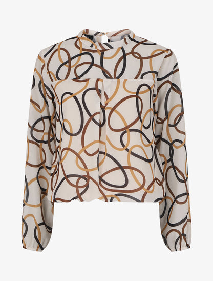 Top manches longues imprimé graphique - Beige - 5