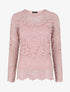 Top uni en dentelle à manches longues - Rose - 5