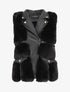 Veste sans manches en simili et fausse fourrure - Noir - 1