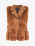 Veste sans manches en simili et fausse fourrure - Camel - 4