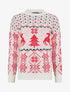 Pull à motif fantaisie noël à col rond - Blanc - 1